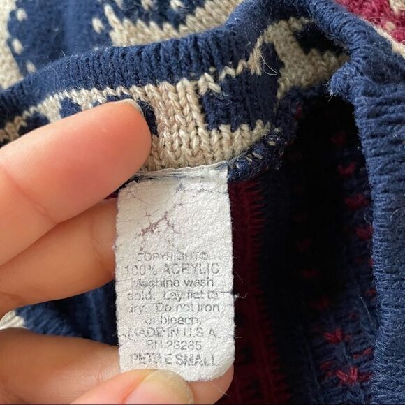 Vintage Crewneck Pullover Knit Sweater Floral Heart Patches Women Size XS Small - Picture 6 of 7